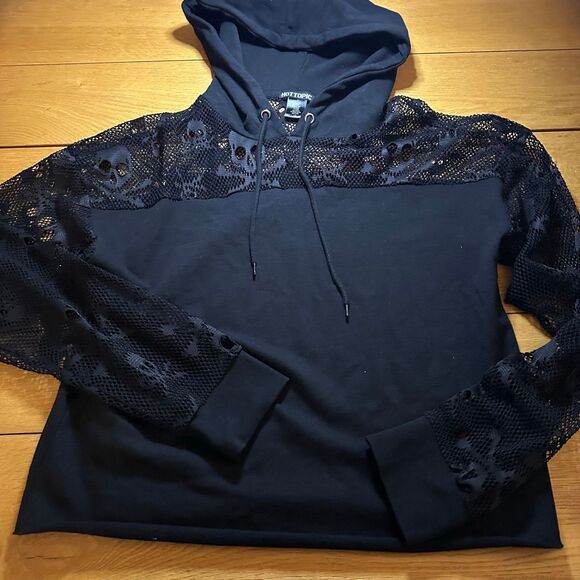 Skull and Crossbones mesh hoodie pullover large - Picture 2 of 8
